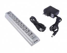 USB 2.0 480Mbps 10-Port HUB W/Power Adapter